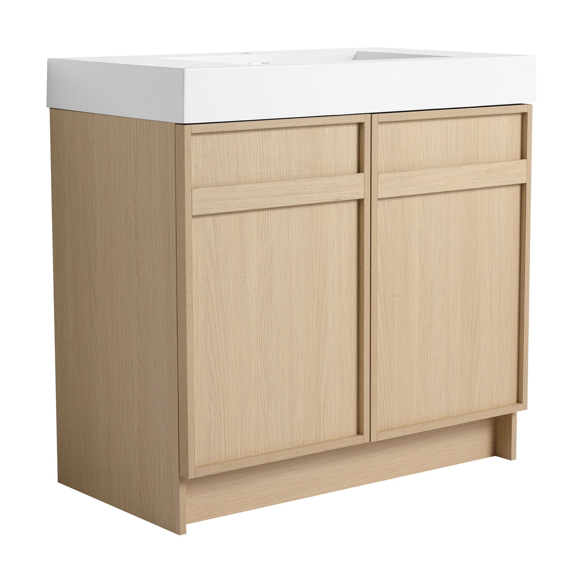 Light Brown Freestanding Bathroom Vanity with Resin Sink & Soft Close Cabinet Doors