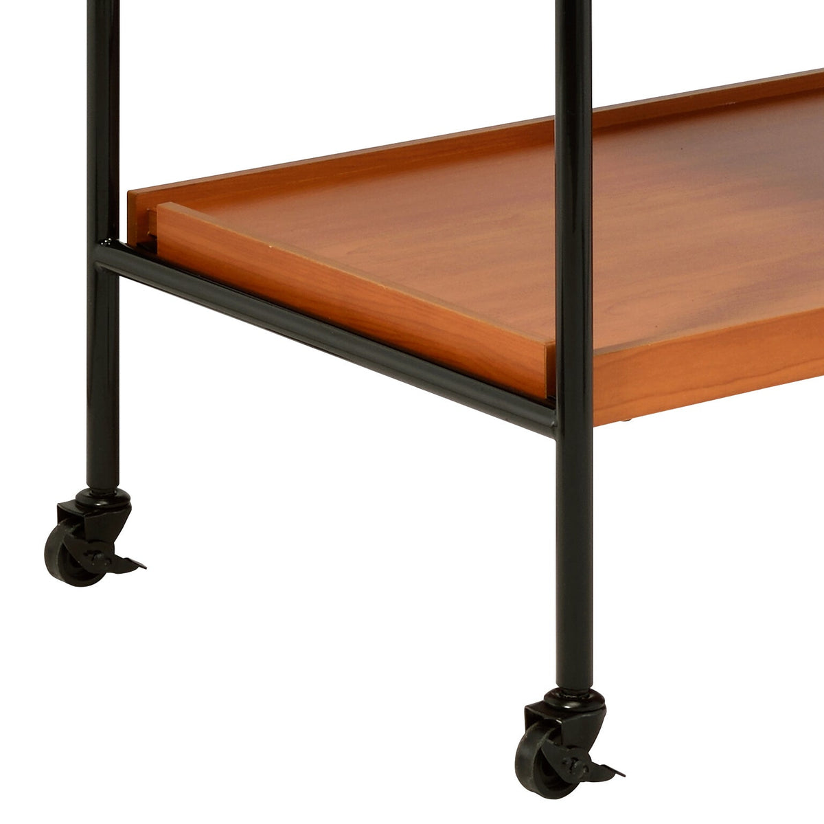 Honey Oak & Black Finish Bar Cart with Wooden Trays - Oaken