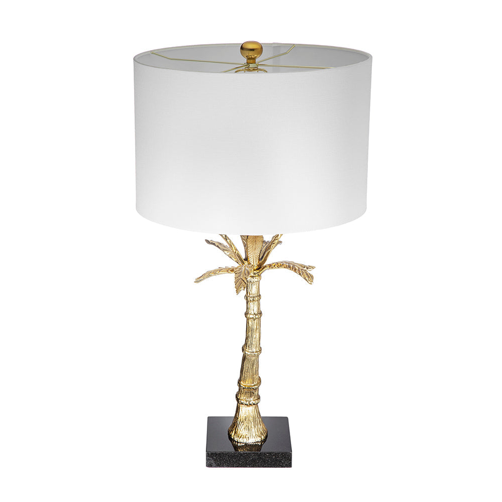 Gold Leaf Table Lamp with Marble Base - Gold