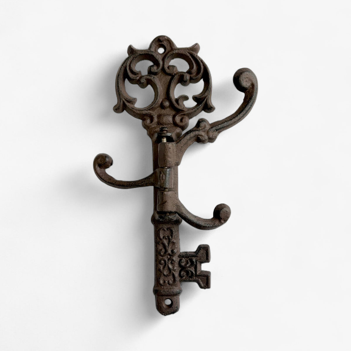 Vintage Cast Iron Skeleton Key Hook Rack, Rustic Wall Organizer
