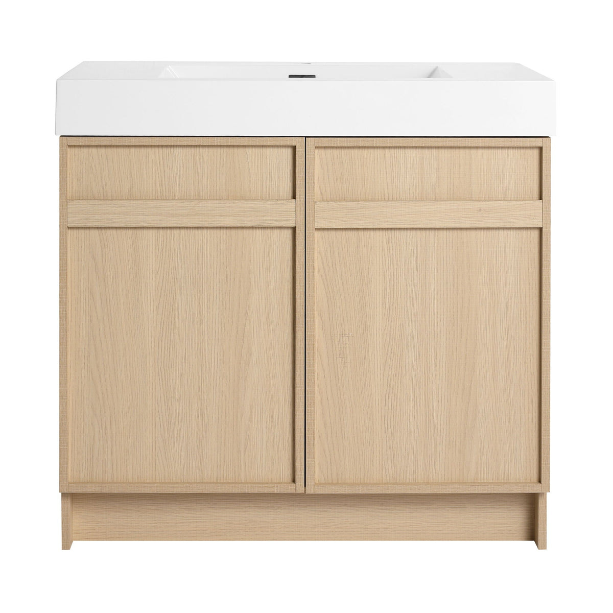 Light Brown Freestanding Bathroom Vanity with Resin Sink & Soft Close Cabinet Doors