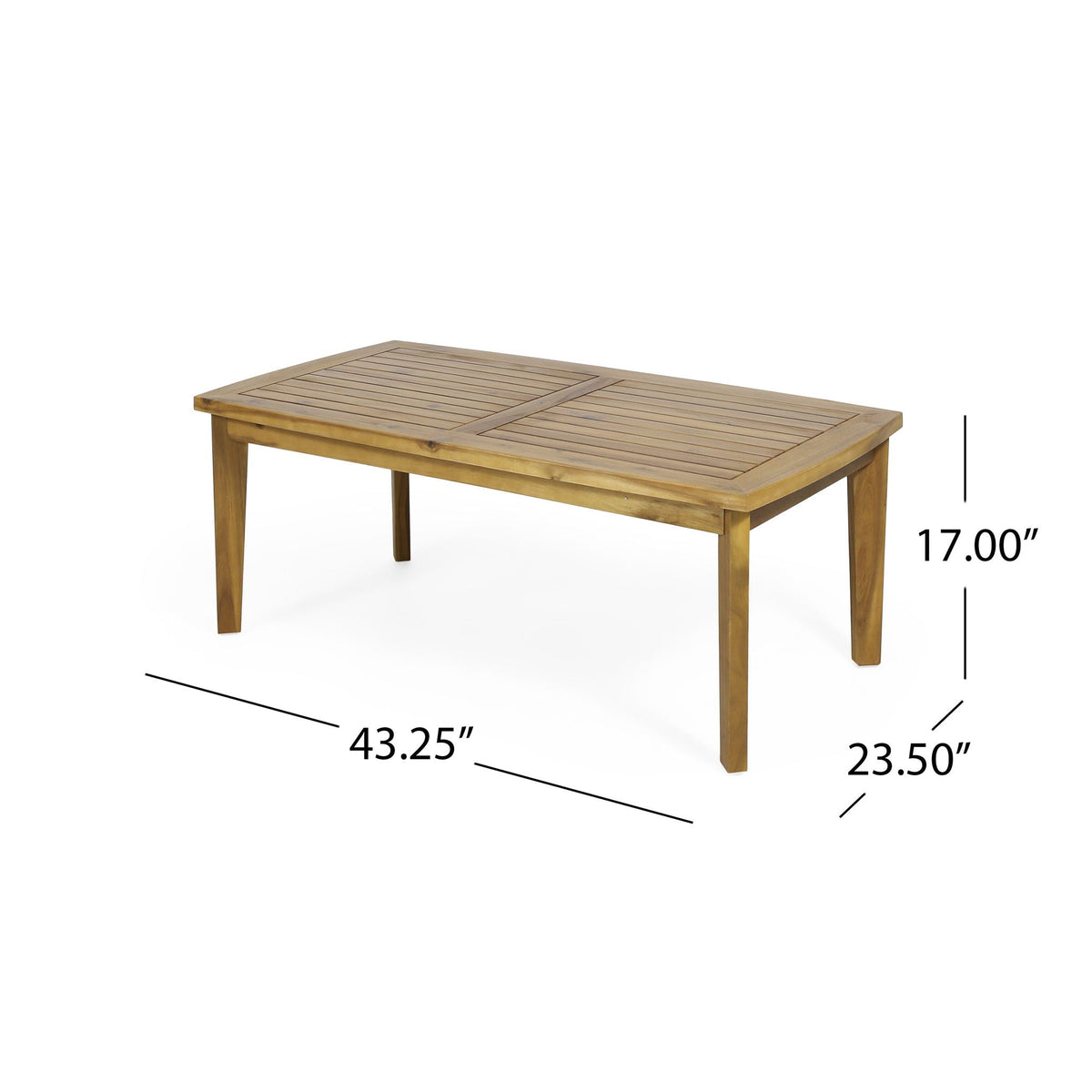Outdoor Rectangular Coffee Table with Slat Design – Light Brown