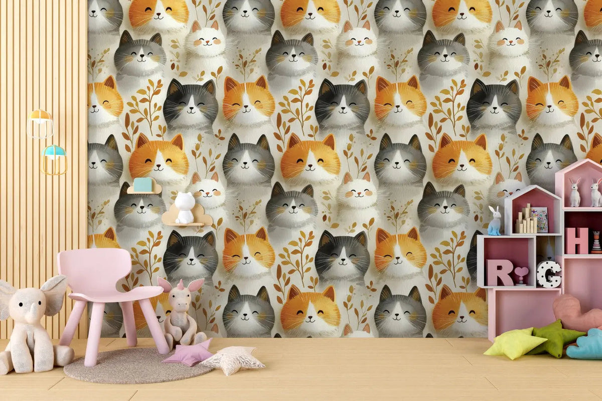 Whispering Whiskers & Leaves Wallpaper