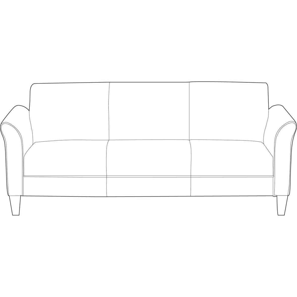 Alera Reception Lounge Furniture, 3-Cushion Sofa, 77w x 31.5d x 32h, Black