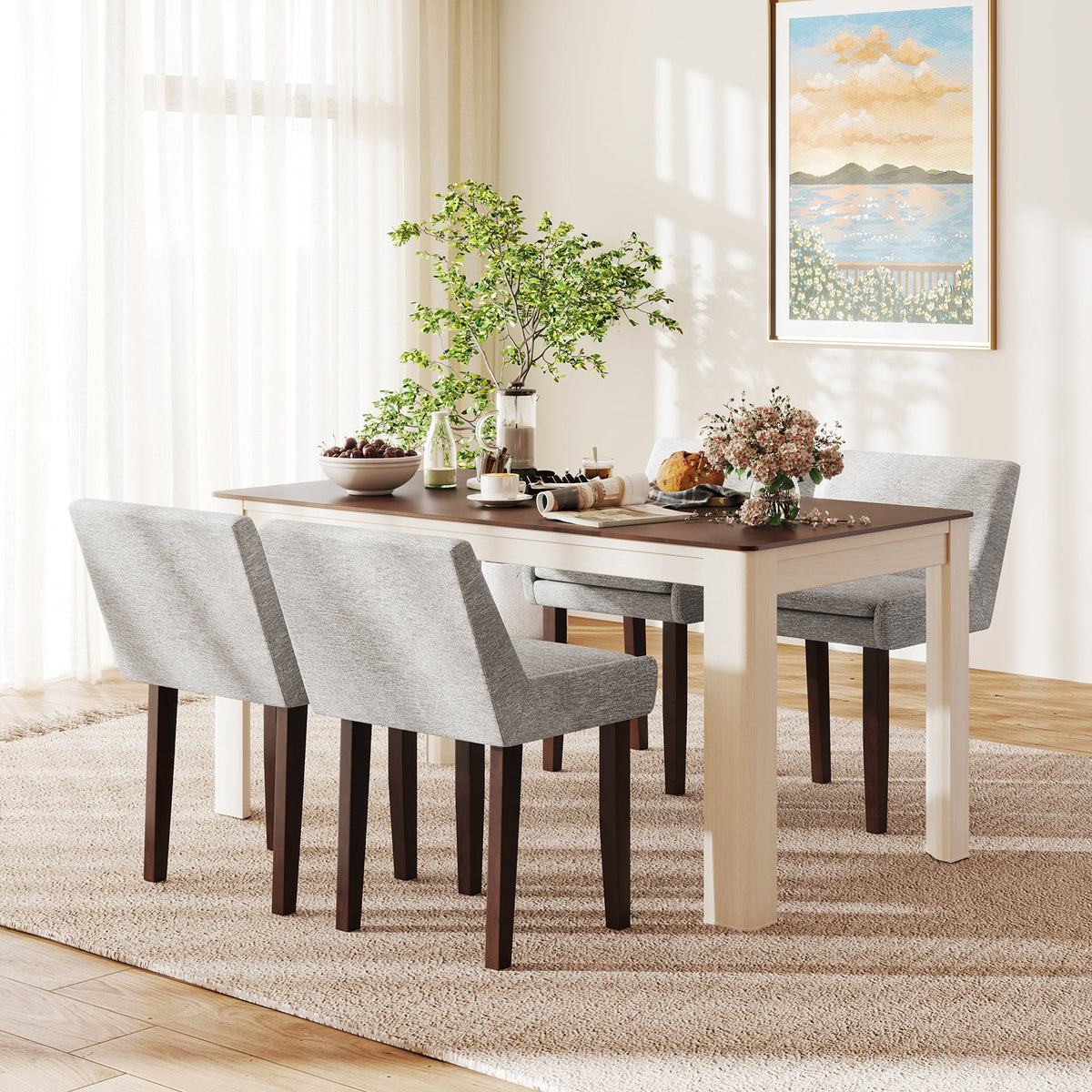 Modern Upholstered Fabric Side Leisure Chair Set of 2-Gray