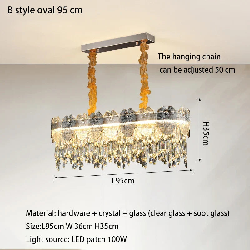 LED Modern Crystal Gold Chandelier | Kitchen Island Lighting
