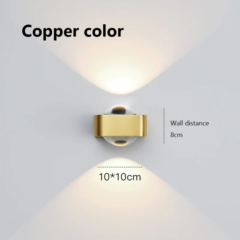Square LED Modern Copper Wall Sconce | Bedroom Lighting