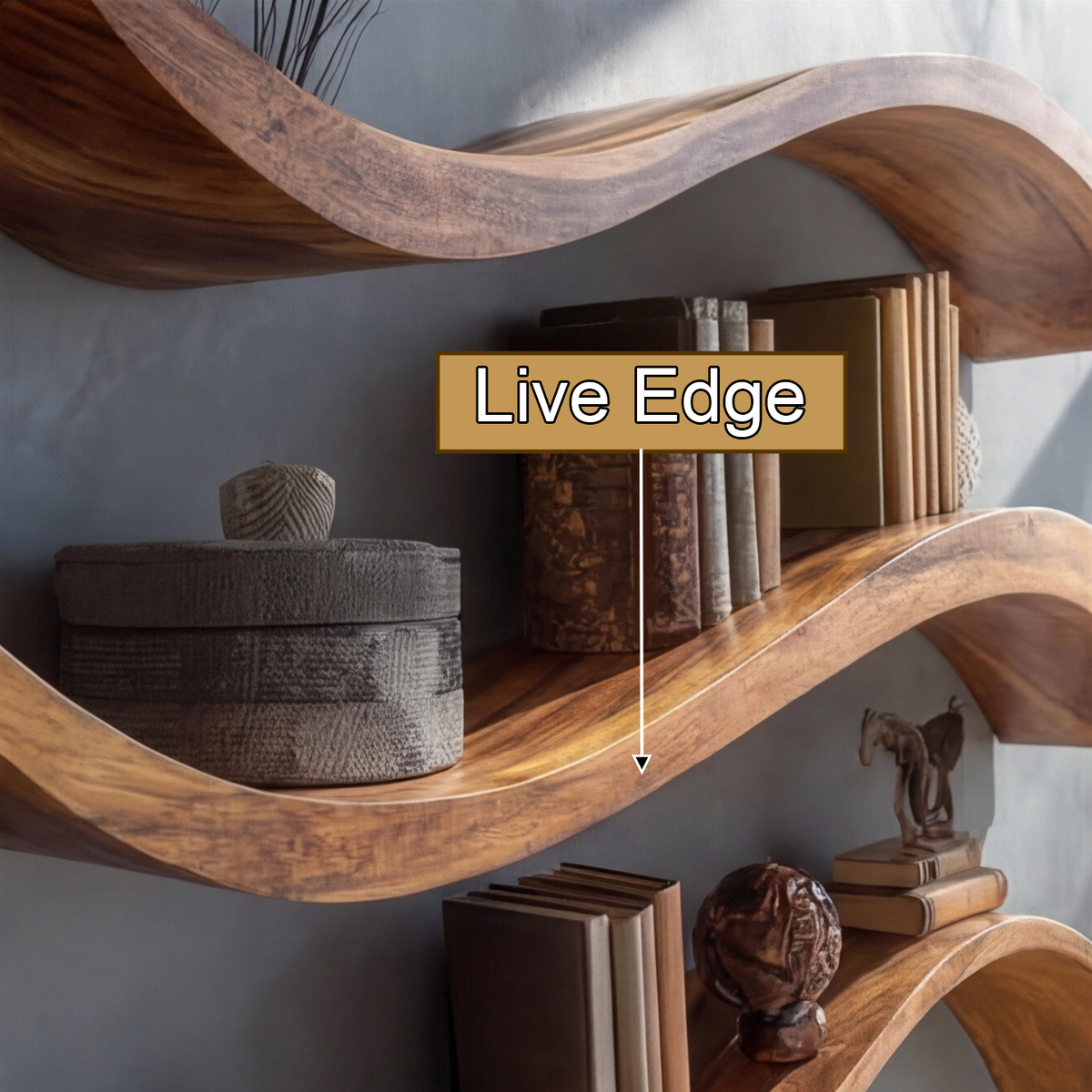 Seranova Sculpted Solid Wood Floating Shelf SPA204503