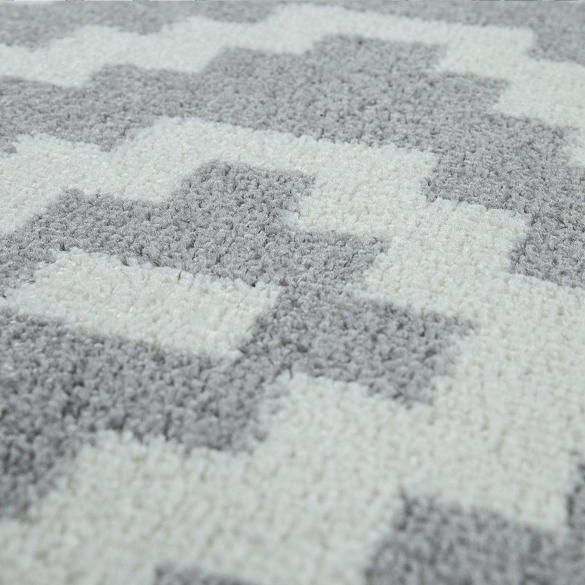 Area Rug Stella Moroccan Diamond Pattern - Pastel Grey White