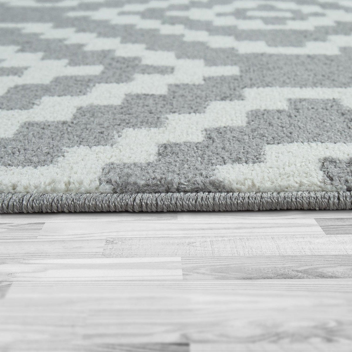 Area Rug Stella Moroccan Diamond Pattern - Pastel Grey White