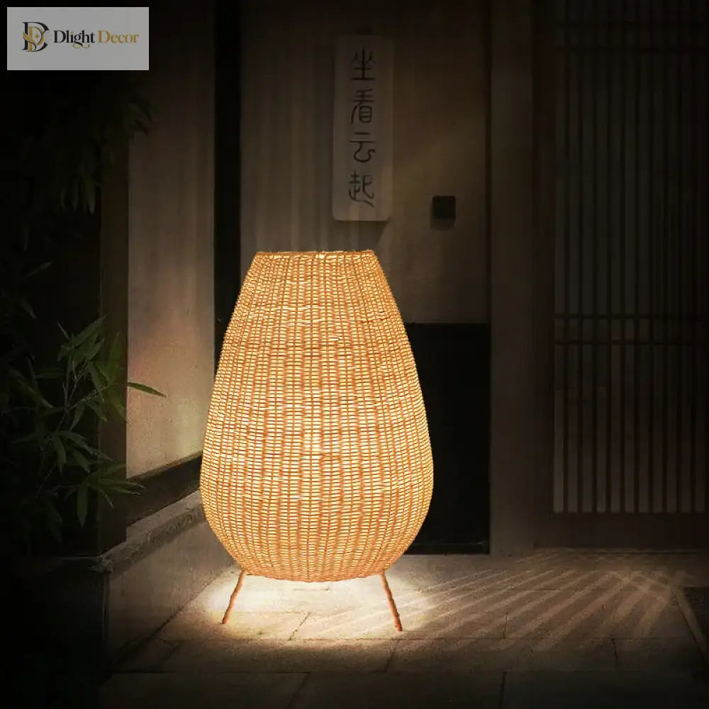 Asian Rattan Floor Lamp | Outdoor & Porch Lighting