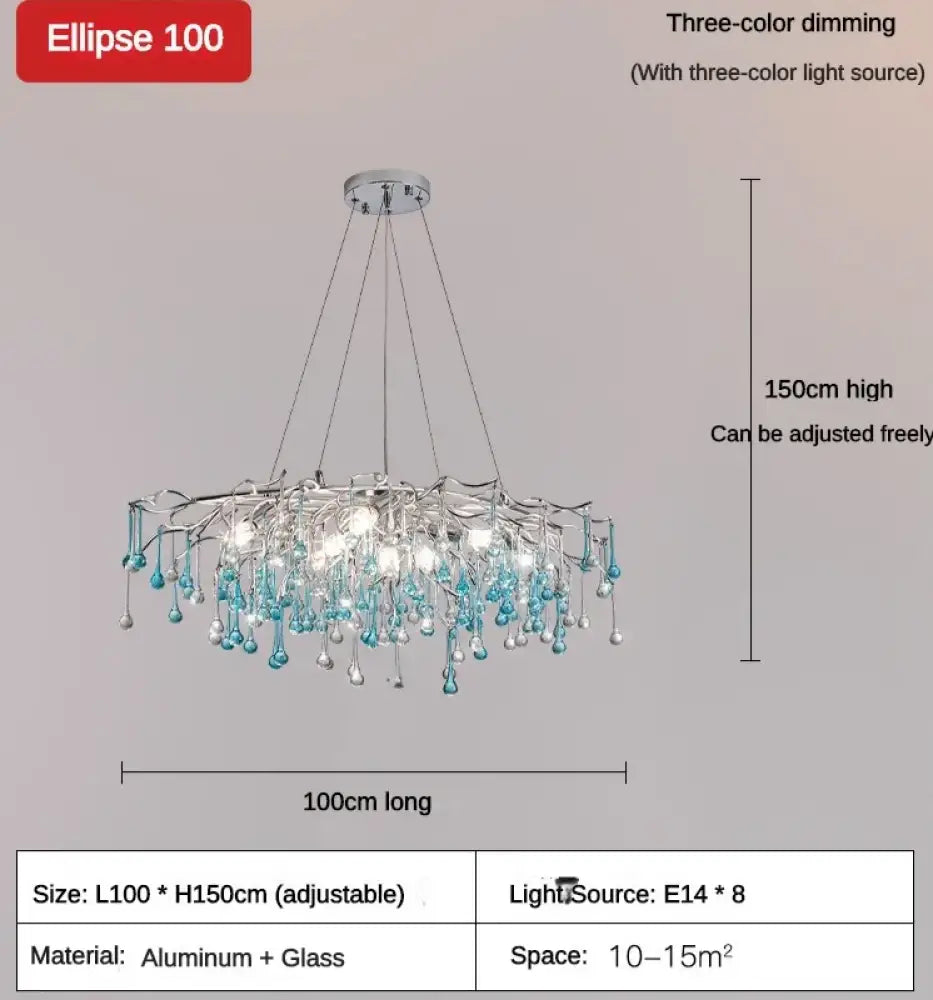 Blue Crystal Chandelier | Modern Dining Room Lighting