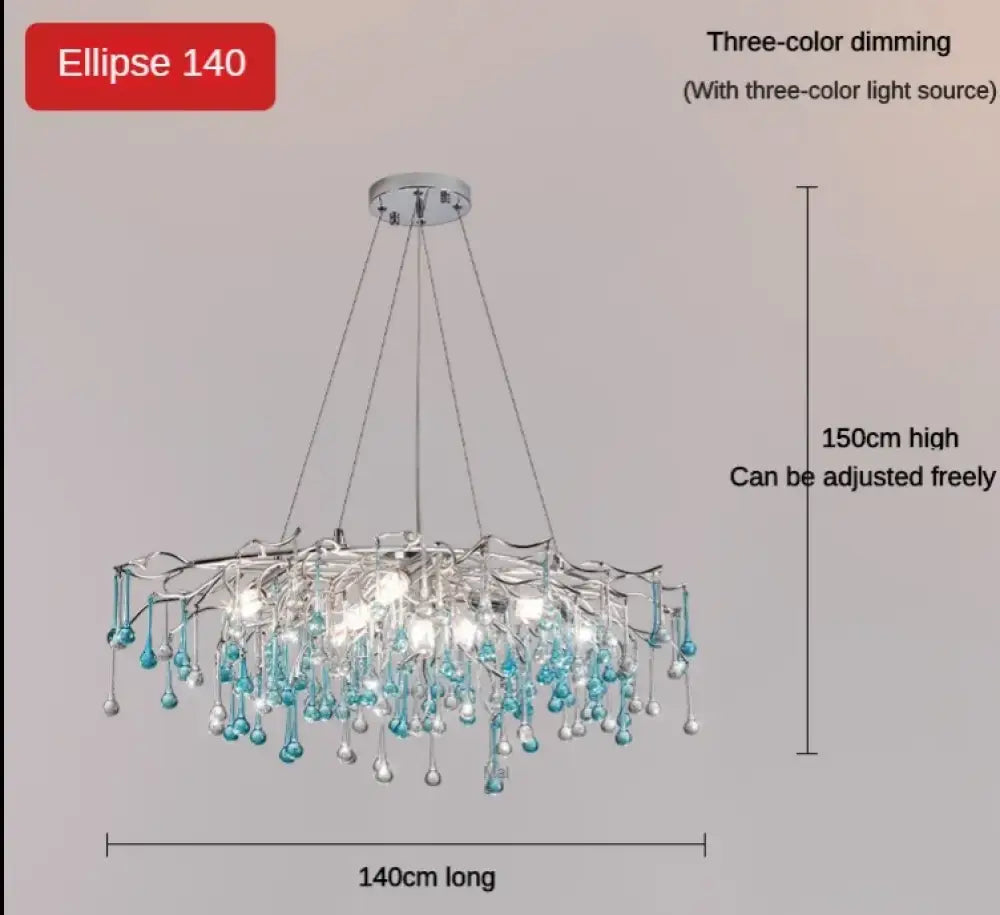 Blue Crystal Chandelier | Modern Dining Room Lighting