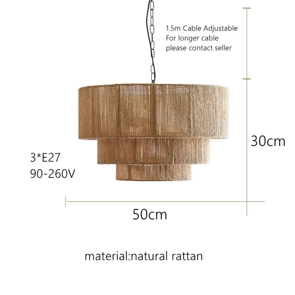 Bohemian Retro Rattan Chandelier | Dining Room Lighting