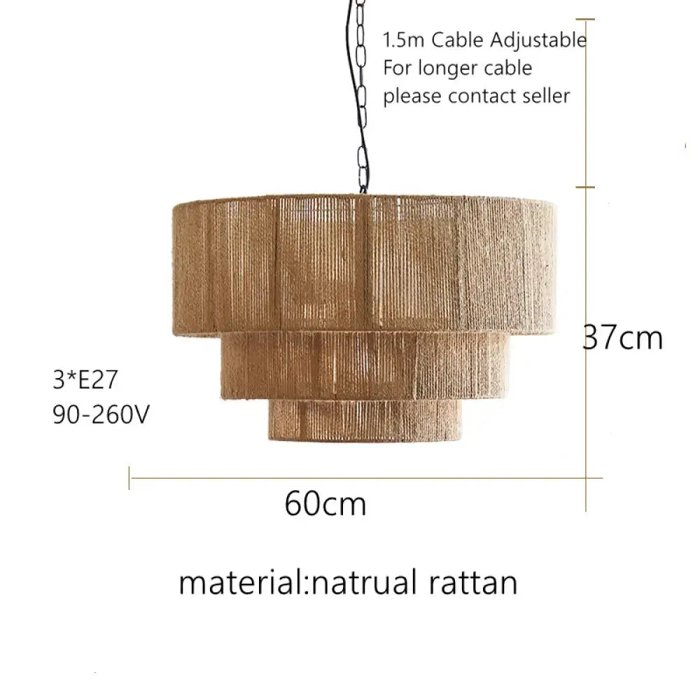 Bohemian Retro Rattan Chandelier | Dining Room Lighting