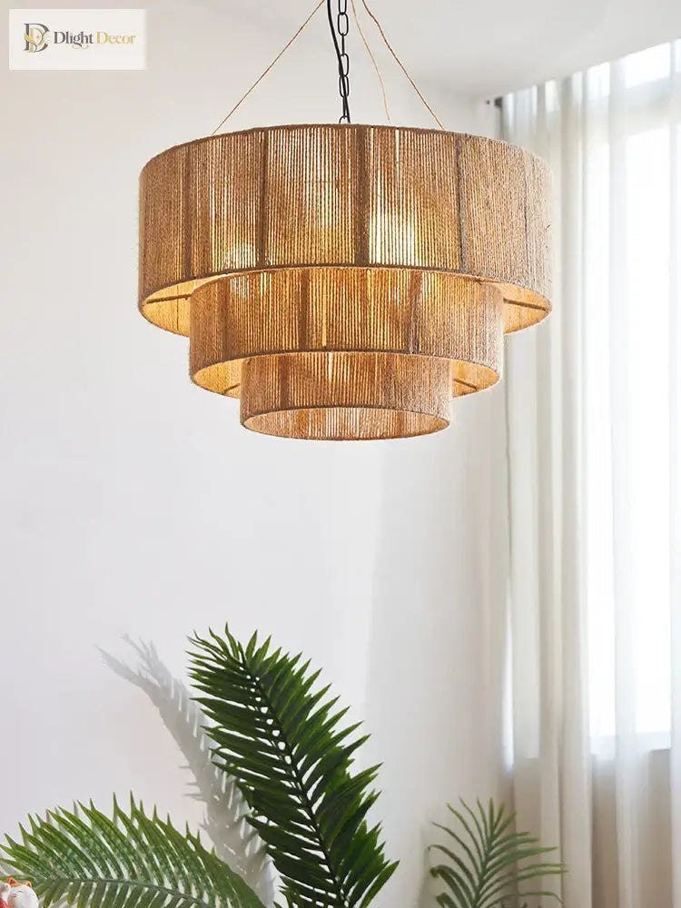 Bohemian Retro Rattan Chandelier | Dining Room Lighting