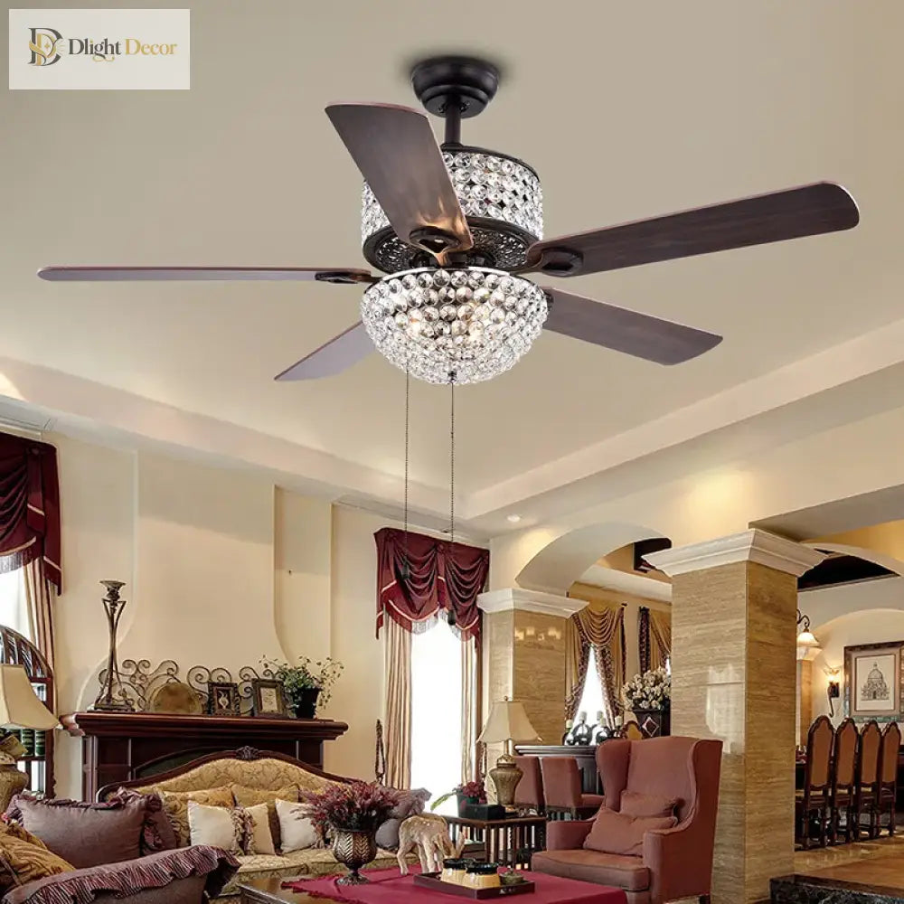 Crystal Wood Chrome Chandelier | Modern Bedroom Lighting