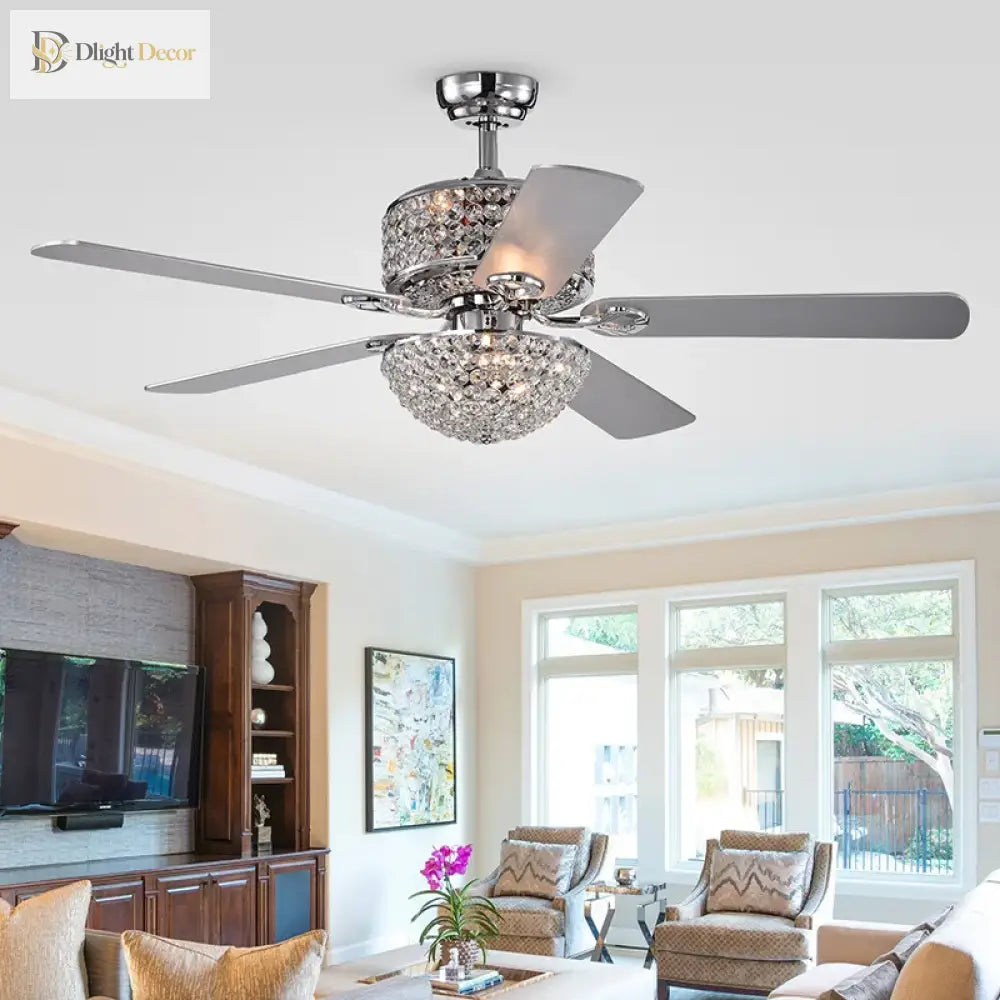 Crystal Wood Chrome Chandelier | Modern Bedroom Lighting