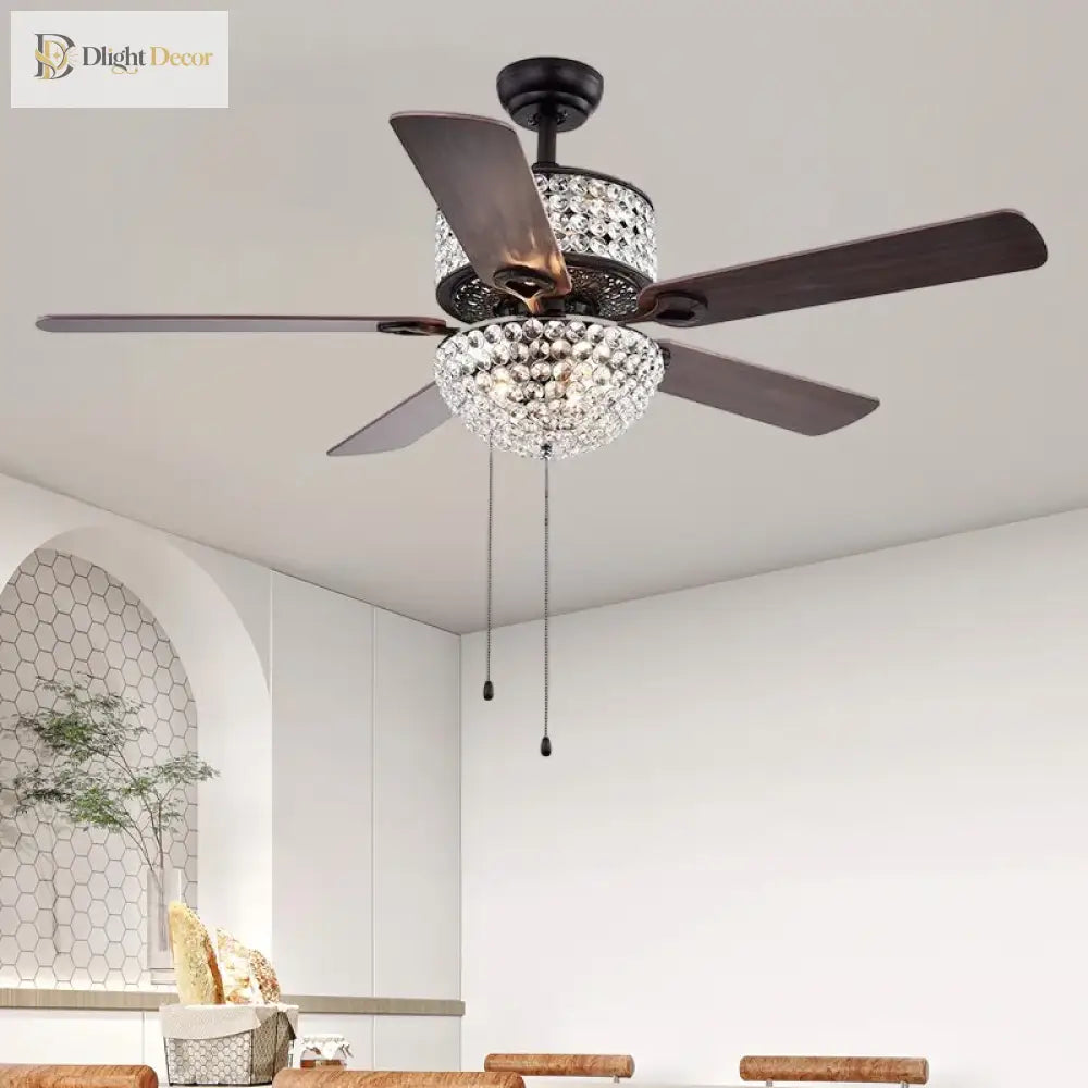 Crystal Wood Chrome Chandelier | Modern Bedroom Lighting