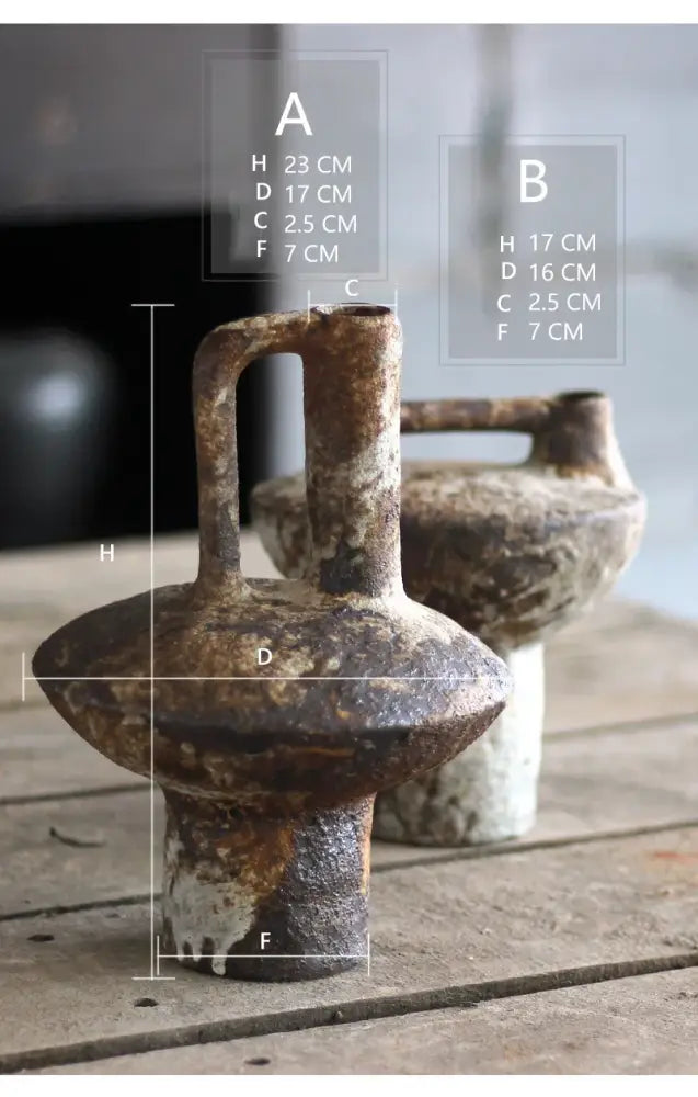 Brown Gray Ceramic Vase Set