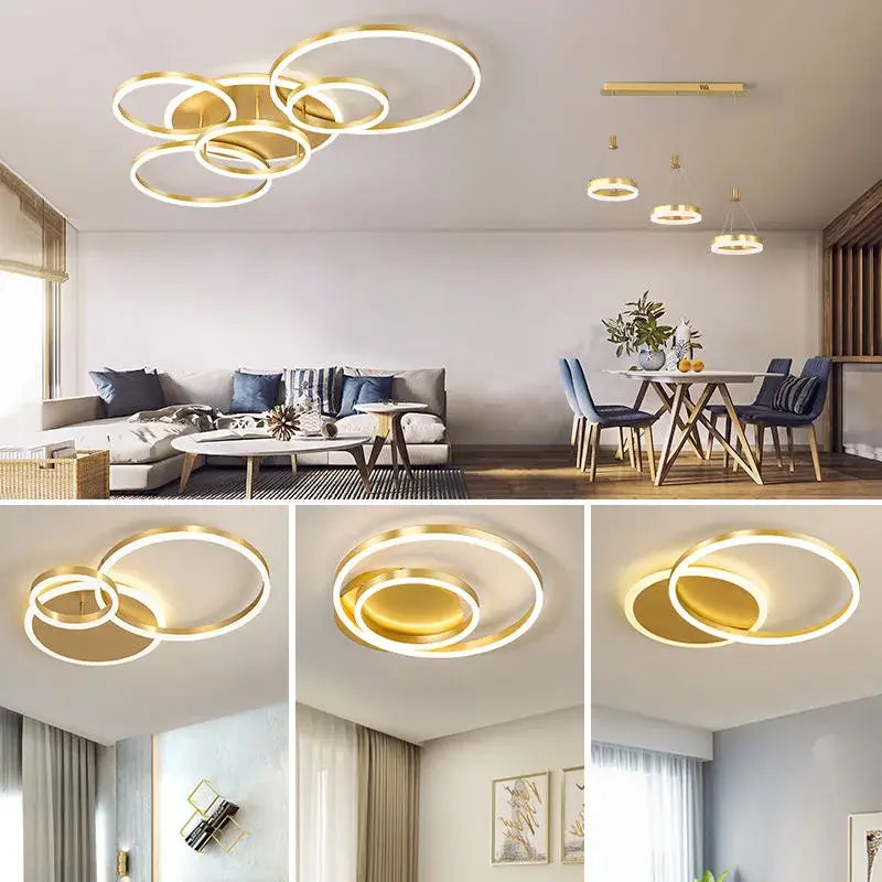 Gold LED Ceiling Chandelier 108W 6-Head