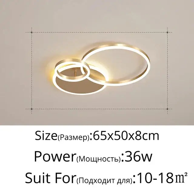 Gold LED Ceiling Chandelier 108W 6-Head