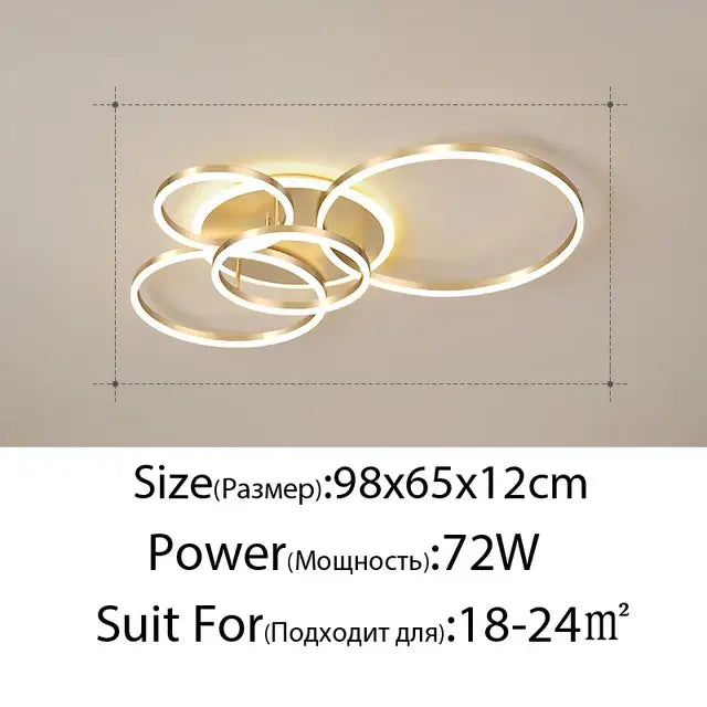 Gold LED Ceiling Chandelier 108W 6-Head