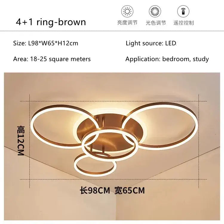 Gold LED Ceiling Chandelier 108W 6-Head