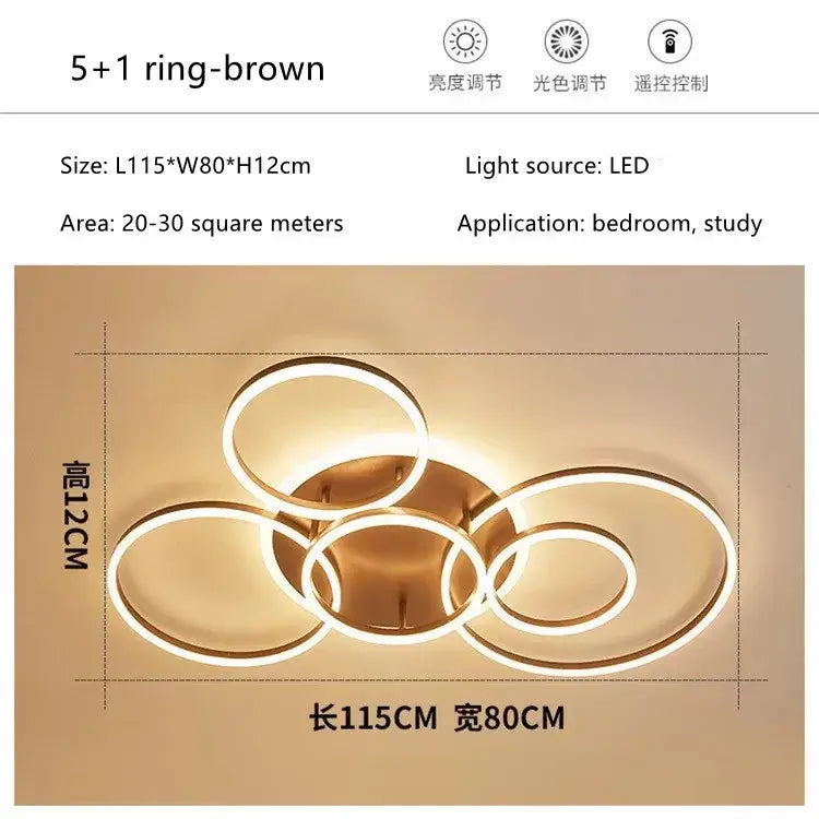 Gold LED Ceiling Chandelier 108W 6-Head