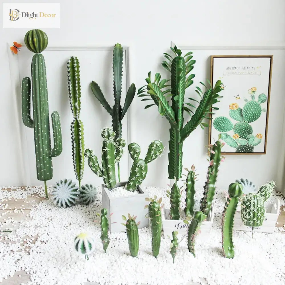Dlight Decor 43cm Desert Cactus Plant with Foam Thorn Ball for Home and Garden Decor