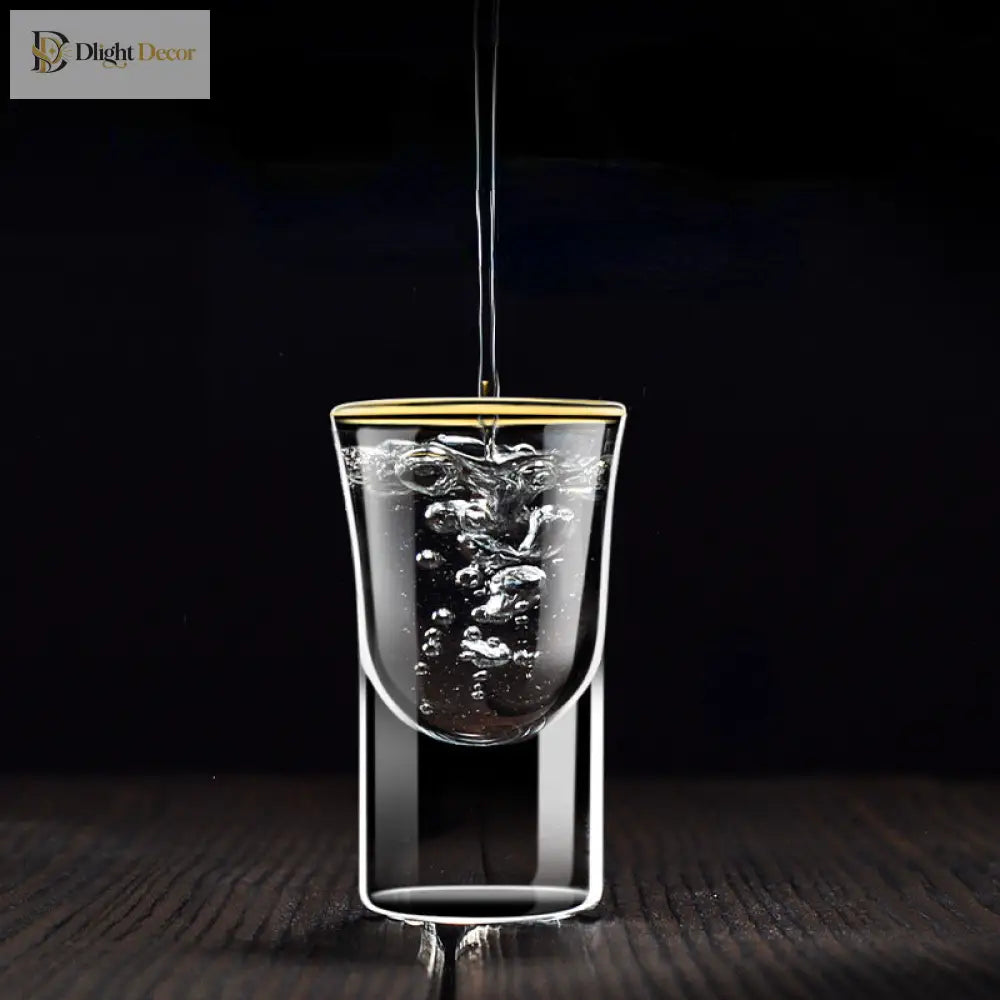 Dlight Decor 6pc Gold Rim Spirits Glass Set – Gilt Small Wine & Baijiu Cups