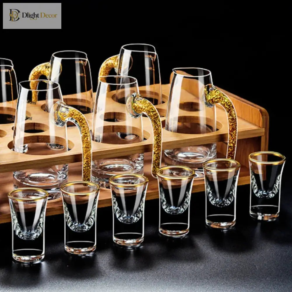 Dlight Decor 6pc Gold Rim Spirits Glass Set – Gilt Small Wine & Baijiu Cups