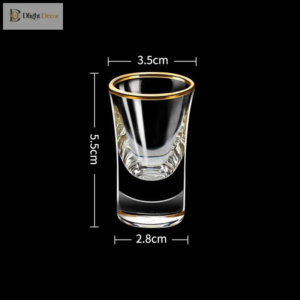 Dlight Decor 6pc Gold Rim Spirits Glass Set – Gilt Small Wine & Baijiu Cups