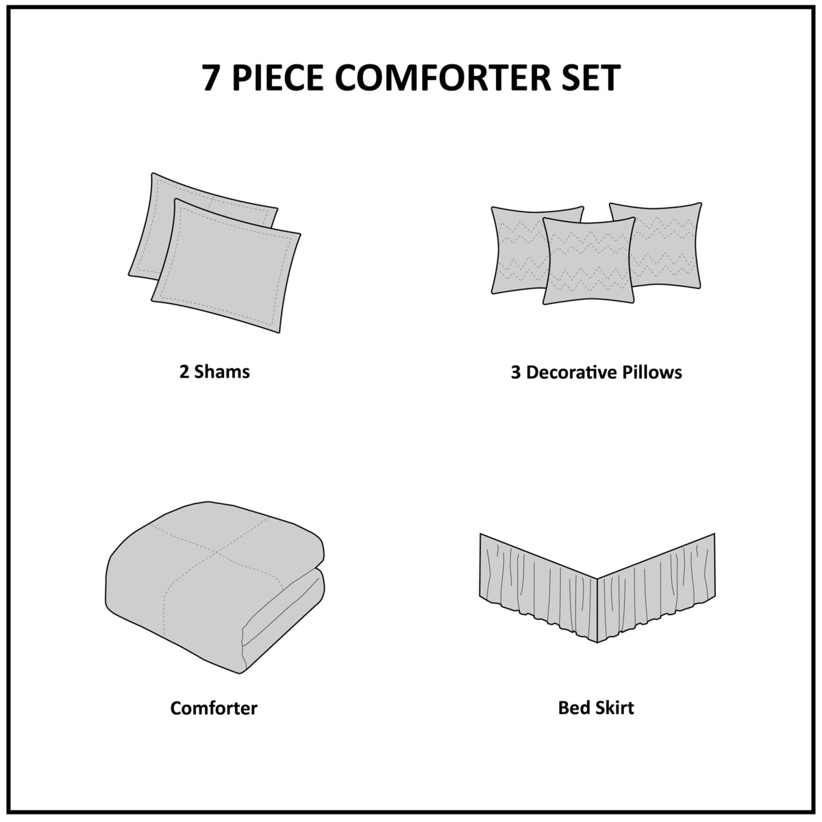 7 Piece Tufted Comforter Set Ivory Cal King