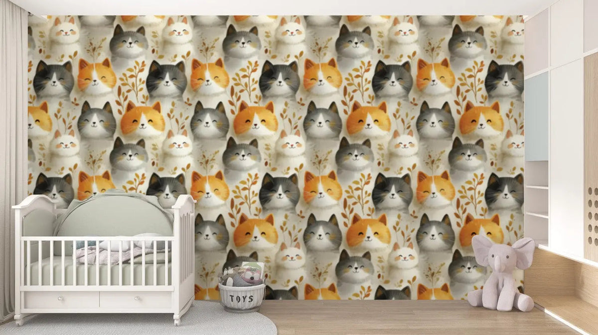 Whispering Whiskers & Leaves Wallpaper