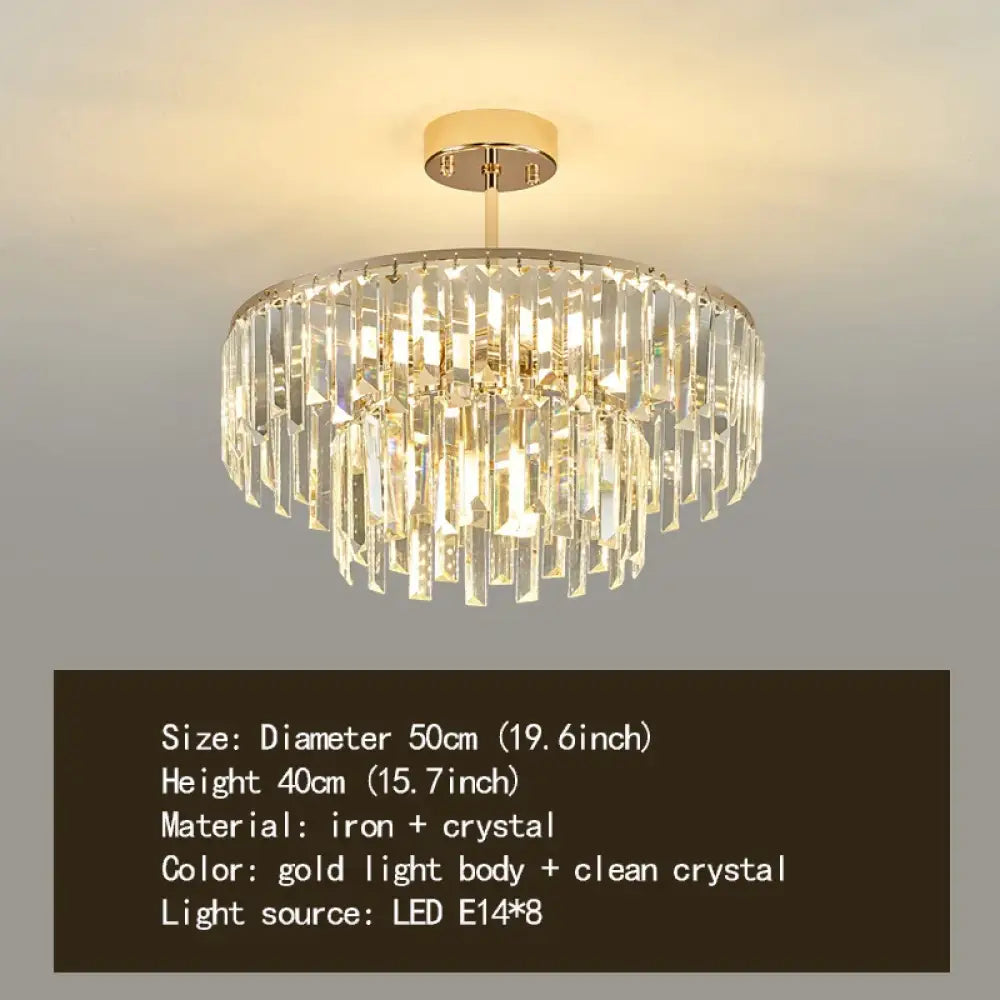 Elegant Modern Crystal Gold Chandelier | Bedroom Lighting