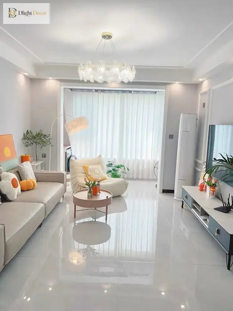 Elegant Modern Glass Gold Chandelier | Dining Room Lighting