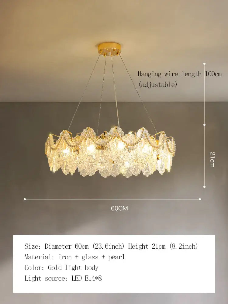 Elegant Modern Glass Gold Chandelier | Dining Room Lighting