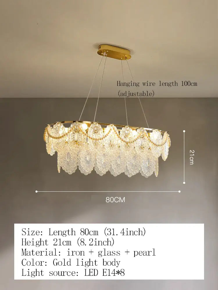 Elegant Modern Glass Gold Chandelier | Dining Room Lighting