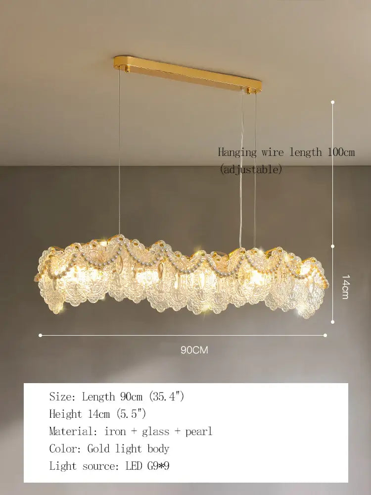 Elegant Modern Glass Gold Chandelier | Dining Room Lighting