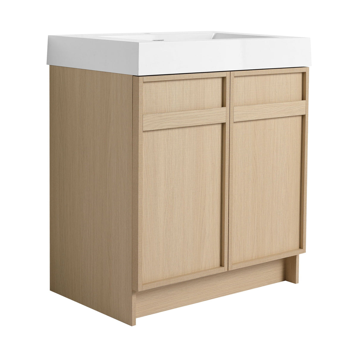 Light Brown Freestanding Bathroom Vanity with Resin Sink & Soft Close Cabinet Doors