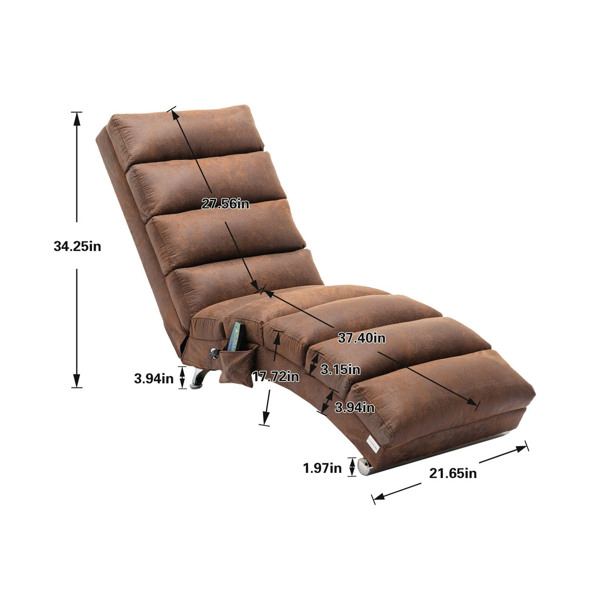 Ergonomic Electric Massage Chaise Lounge with Remote Control - Multiple Colors