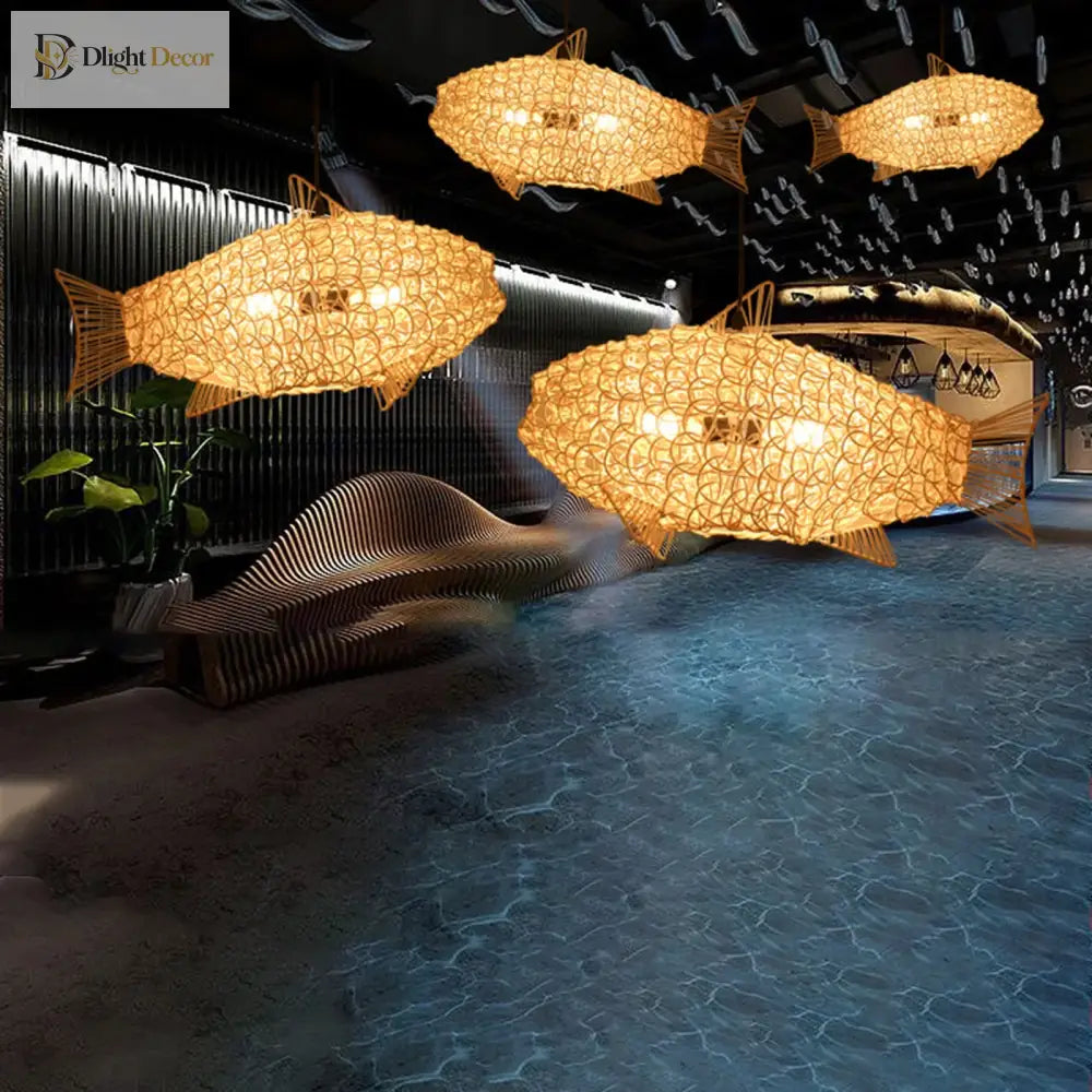 Hand Rattan Pendant Light | Modern Dining Room Lighting