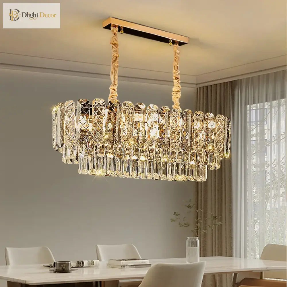 High Crystal Chandelier | Modern Dining Room Lighting
