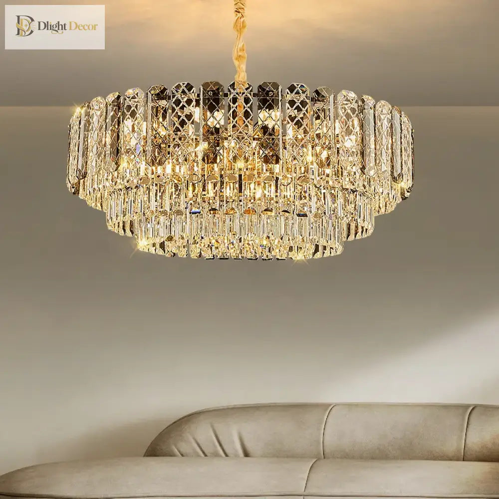 High Crystal Chandelier | Modern Dining Room Lighting