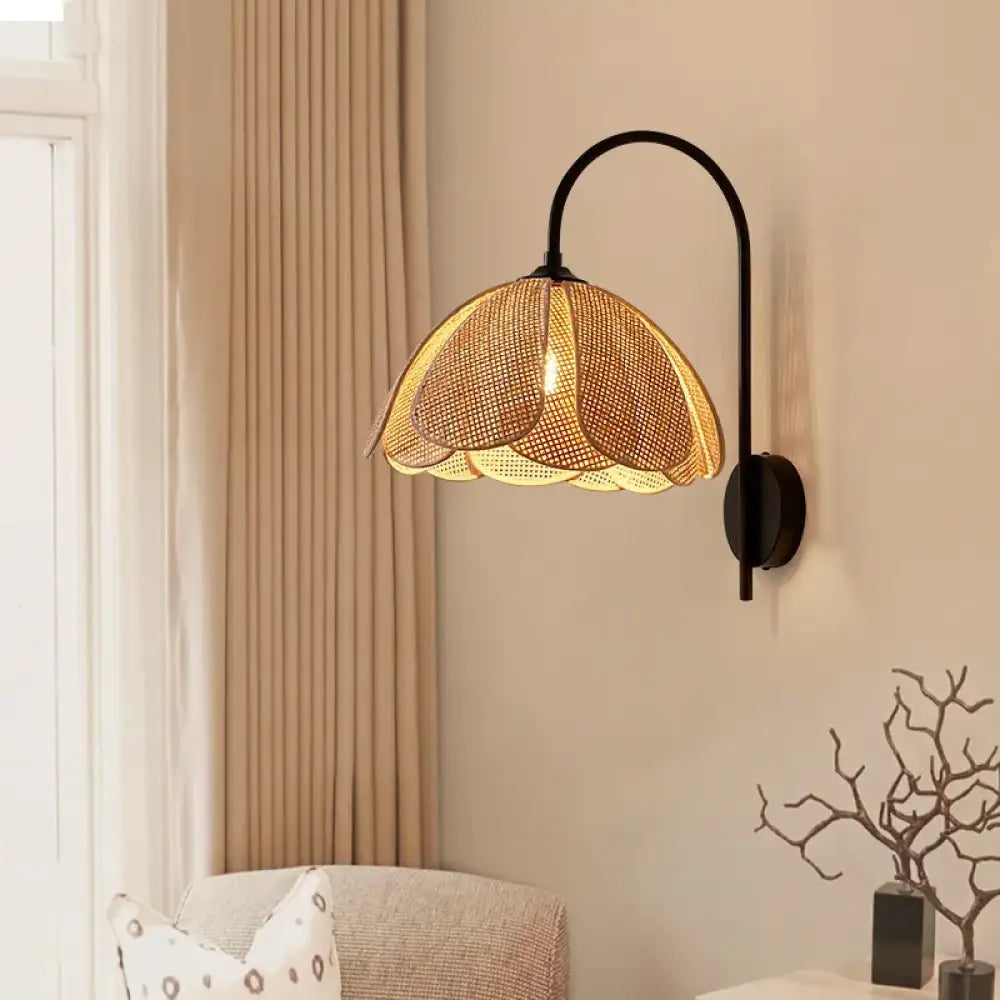 Korean Rattan Wall Sconce | Bedroom & Bedside Lighting