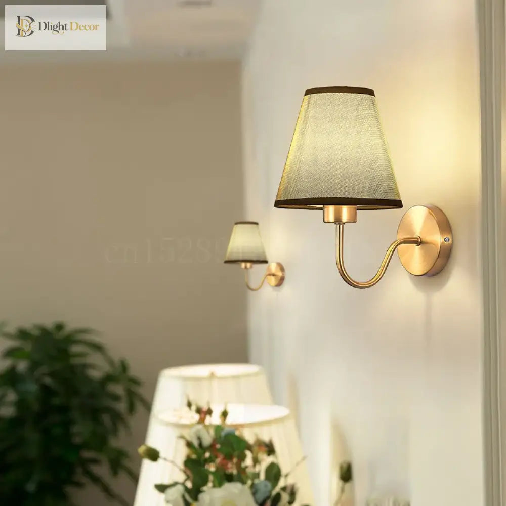 LED American Fabric Wall Sconce | Modern Bedroom Lighting