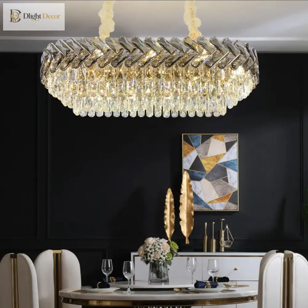 LED Crystal Gold Chandelier | Modern Living Room Lighting