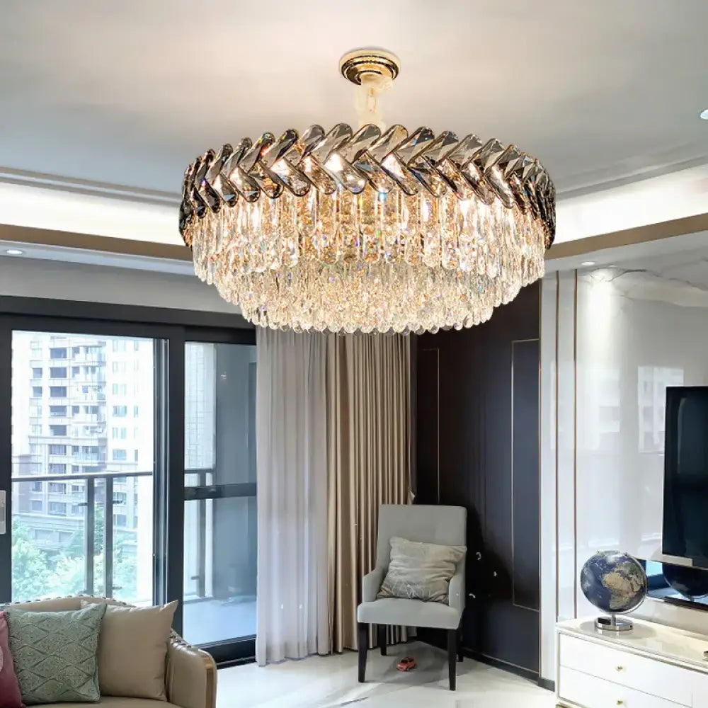 LED Crystal Gold Chandelier | Modern Living Room Lighting