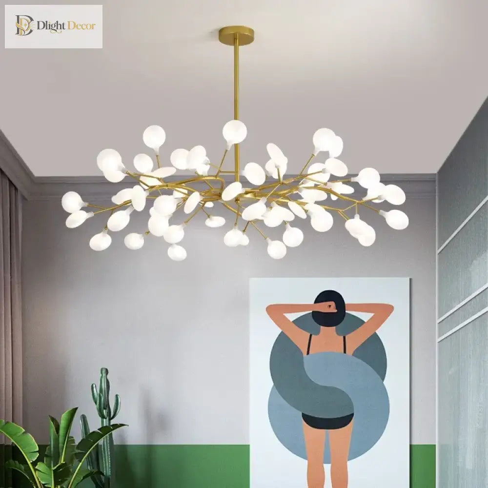 LED Minimalist Modern Gold Chandelier | Bedroom Lighting